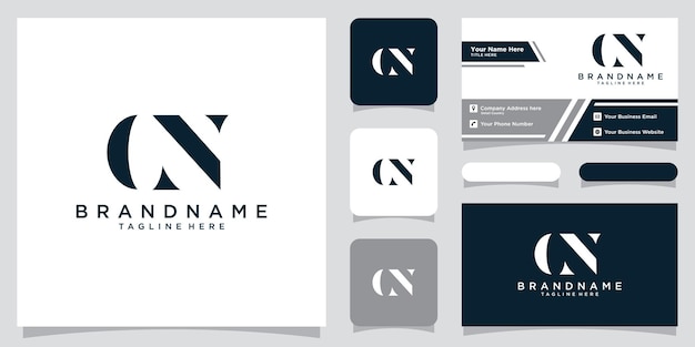 Абстрактная креативная буква CN вектор дизайна логотипа с дизайном визитной карточки Premium векторы