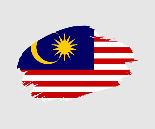 Abstract creative painted grunge brush flag of malaysia country with background