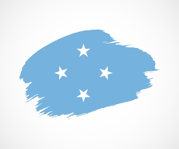 Abstract creative painted grunge brush flag of micronesia country with background
