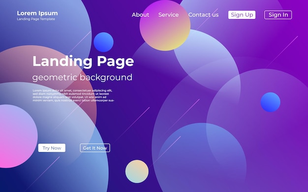 Abstract creative purple colorful geometric landing page background gradient shapes composition