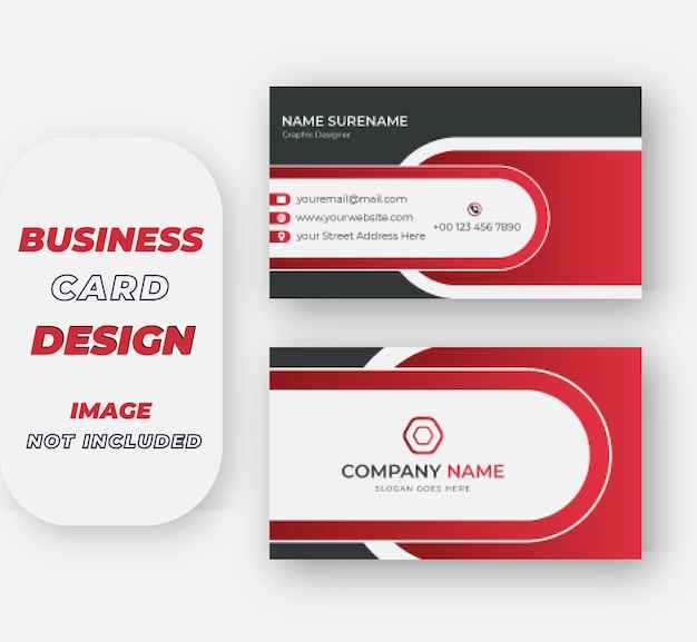 Abstract creative red and white business card design template