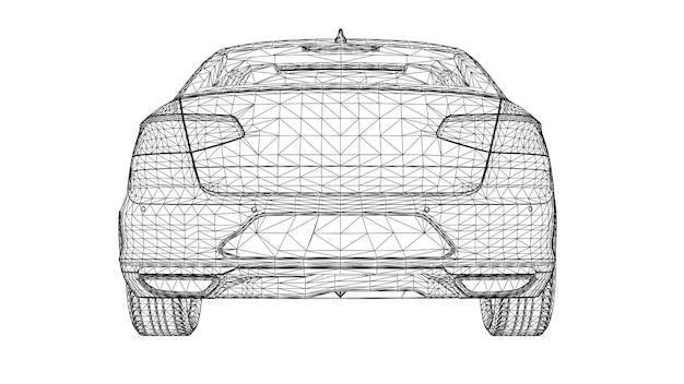 Linee di auto sportive 3d creative vettoriali astratte collegate a punti.