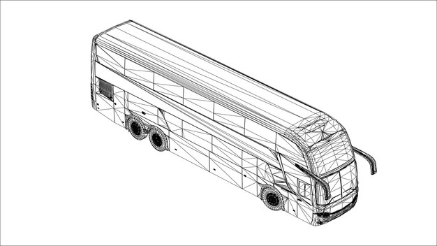 Autobus urbano di grandi dimensioni vettore creativo astratto su linee collegate a punti