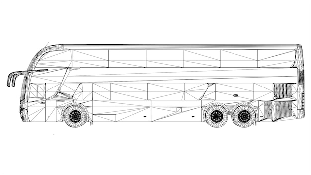 Abstract Creative vector large city bus on lines connected to points