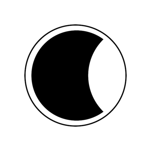 abstract crescent moon circle space and astronomy icons set black and white logo symbol element