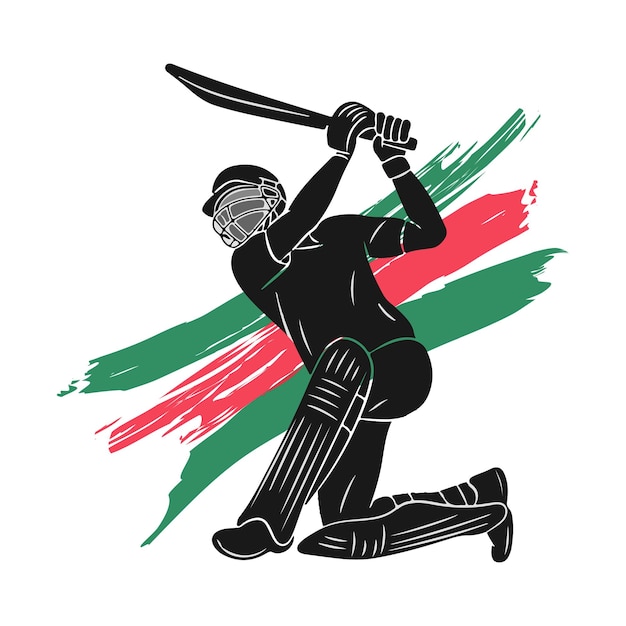Vector abstract cricketspelerontwerp door penseelstreek vector bangladesh cricket vlag illustratie