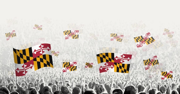 Abstract crowd with flag of Maryland