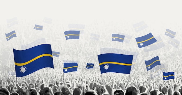 Abstract crowd with flag of Nauru