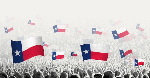 Abstract crowd with flag of Texas