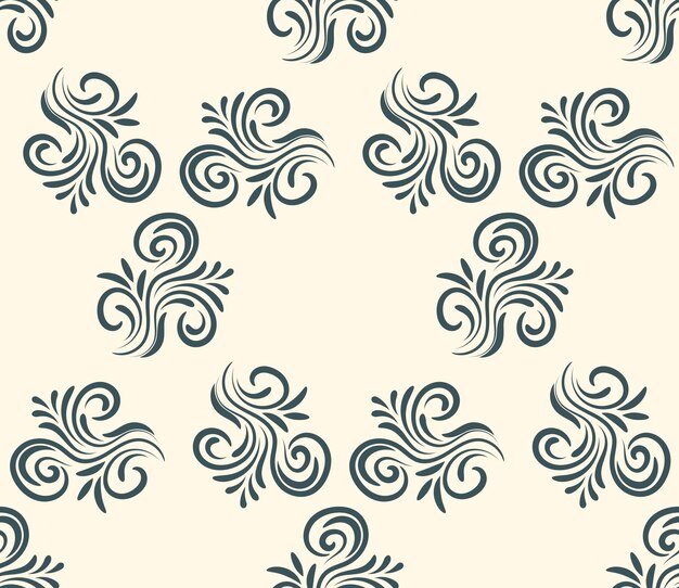 Abstract curly seamless pattern with swirls. Hexagonal ornament. Floral background.