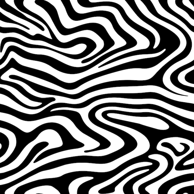 Abstract curve shape seamless pattern Monochrome zebra skin wallpaper Dynamic wave surface ornament Creative lines tile Design for fabric textile print surface wrapping cover