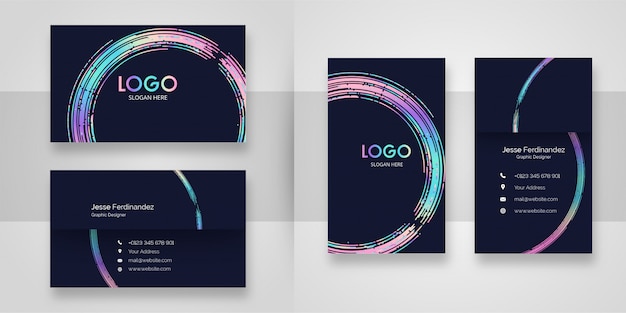 Abstract curved shape business card template