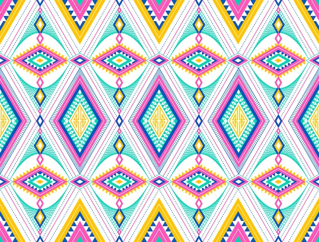 Abstract cute color geometric tribal ethnic ikat folklore argyle oriental native pattern traditional design for backgroundcarpetwallpaperclothingfabricwrappingprintbatikfolkknitstripe vector