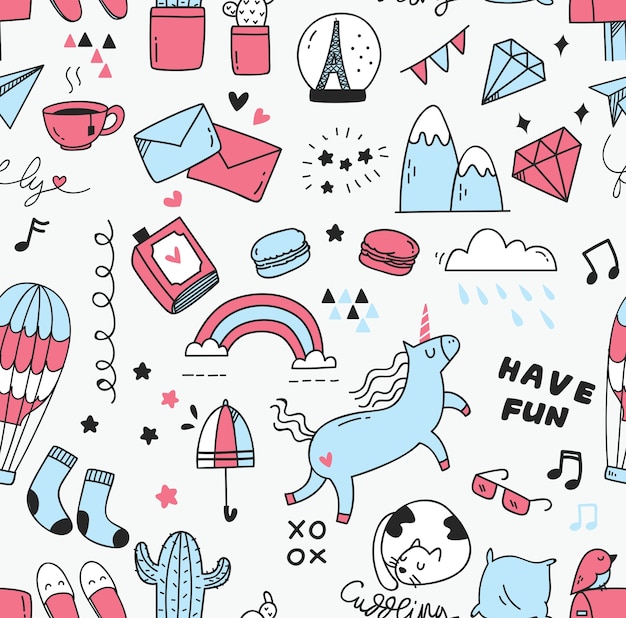 Abstract cute doodle seamless background