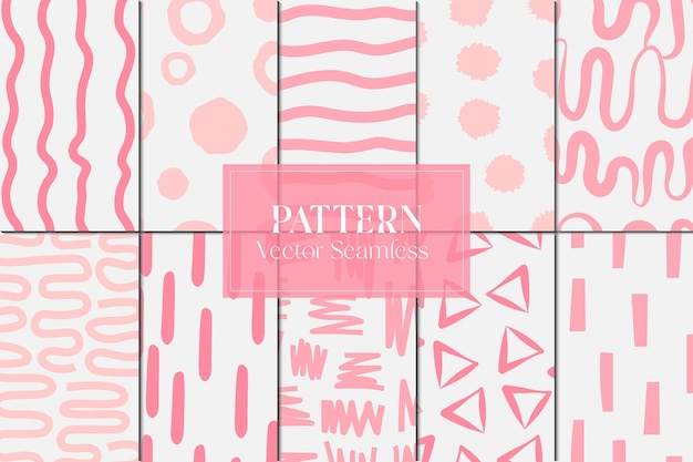 Vector abstract cute pink shapes illustration pattern set