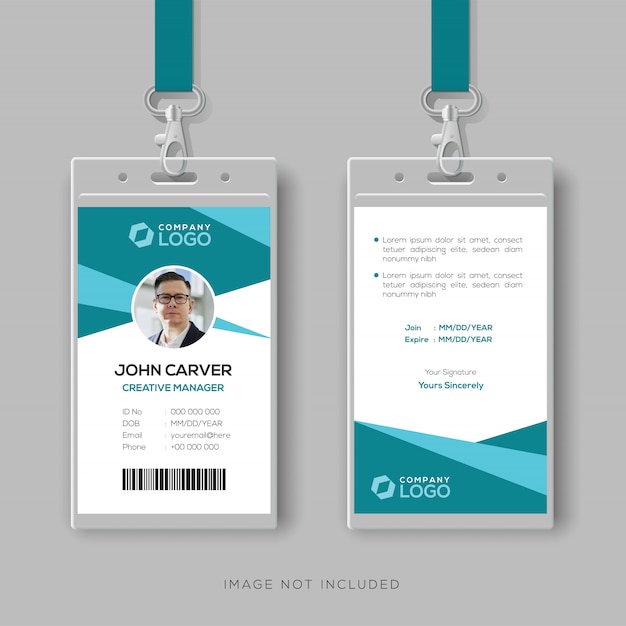 Abstract cyan id card design template