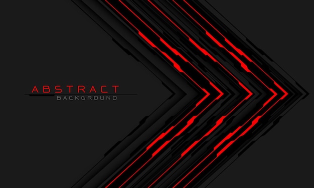 Abstract cyber circuit red black arrow direction design modern futuristic technology background