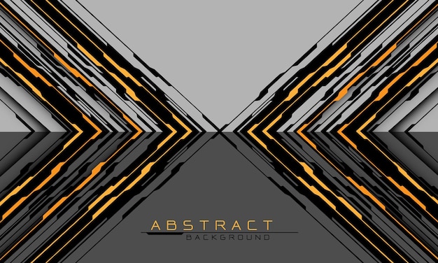 Abstract cyber circuit yellow black arrow direction geometric grey futuristic technology background