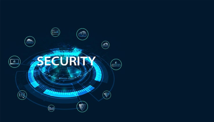 Abstract Cyber Security Concept Protect network, device, program and data from attacks, Network security, Application, Data security, Cloud.