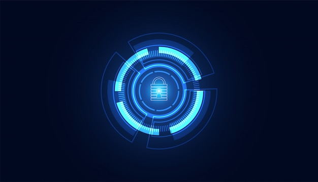 Abstract Cyber security with padlock blue circle