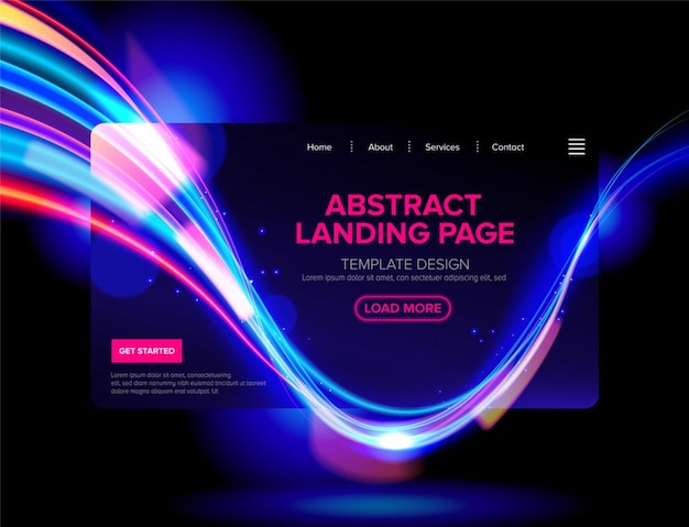 Abstract cyberpunk landing page vector