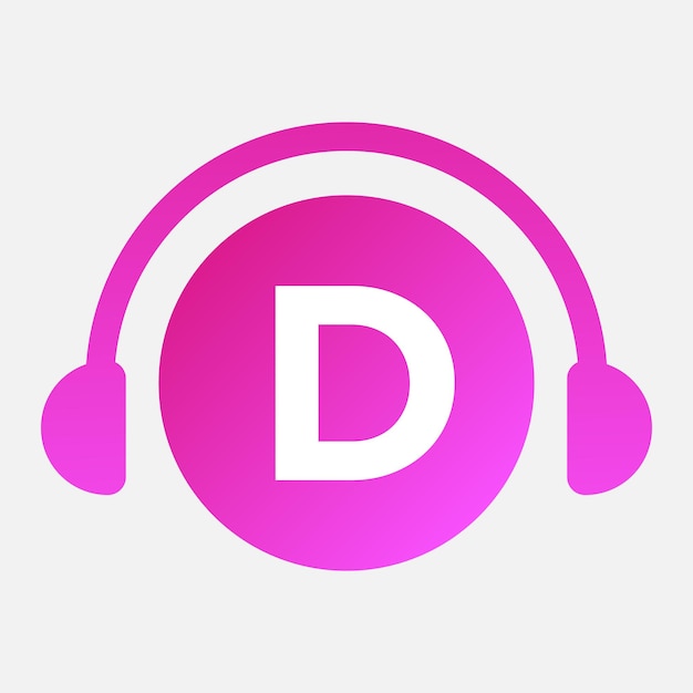 Abstract D letter logo with Headphone and music icon