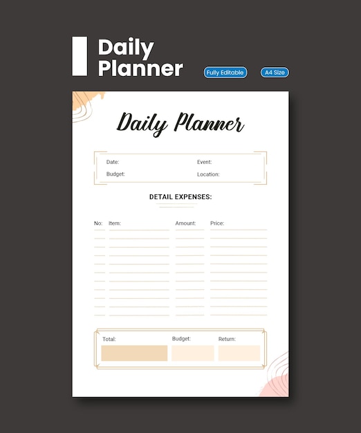 Vector abstract daily planner