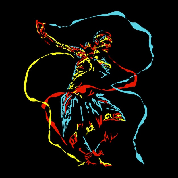 Vector abstract dancing illustration