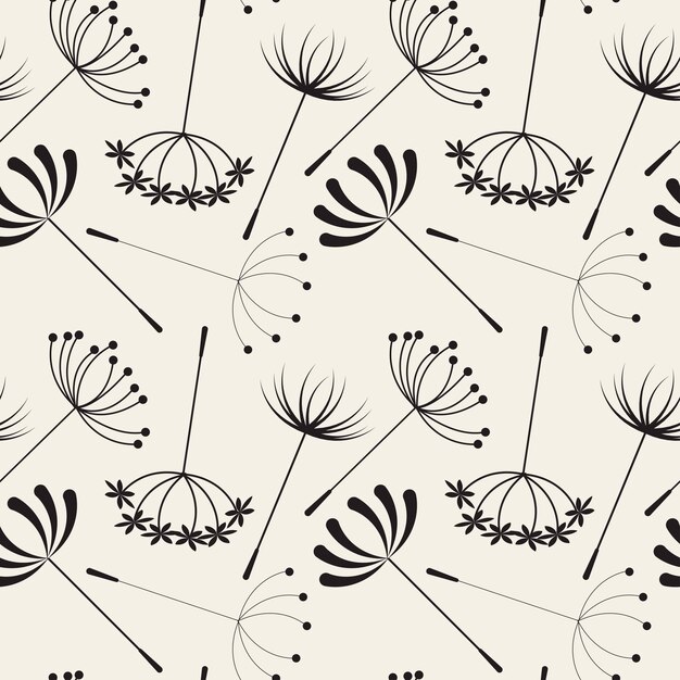 Vector abstract dandelions seamless patterns