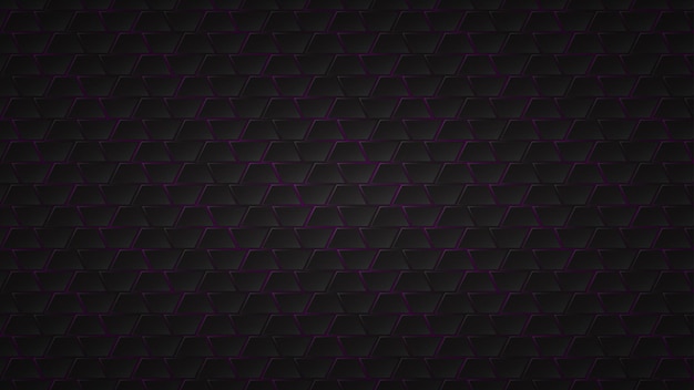 Vector abstract dark background of black trapezium tiles with purple gaps between them