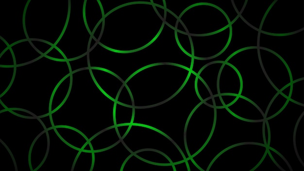 緑の色で交差する円の抽象的な暗い背景