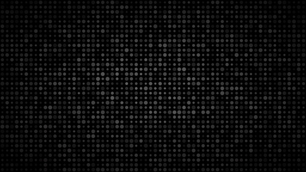 Vector abstract dark background of small circles in various sizes in shades of black and gray colors.