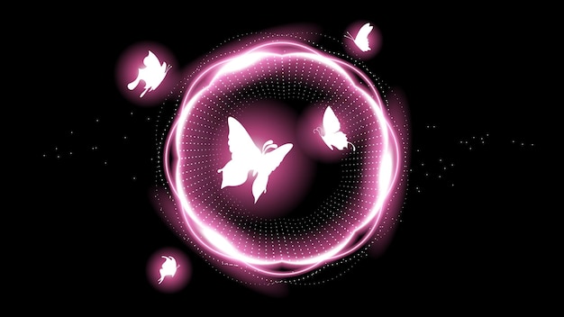 추상 나비와 함께 어두운 배경 곤충 반 ⁇ 이는 빛 반 ⁇ 이는  ⁇ 터 디자인 스타일