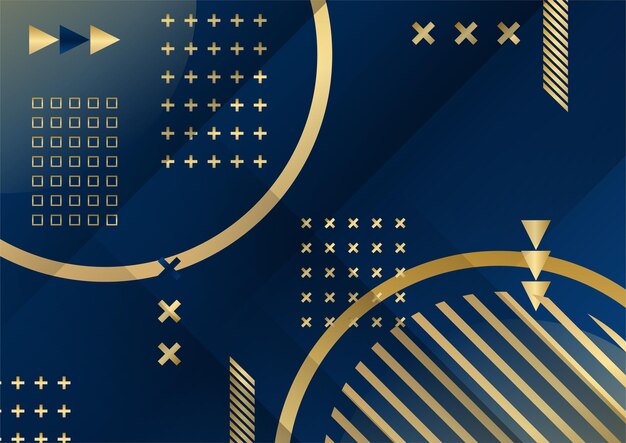 Abstract Dark Background with Geometric Shape and Golden Element Combination. Dark blue and gold background