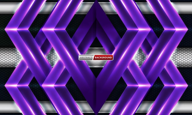 Abstract dark background with hexagonal shape purple and silver color