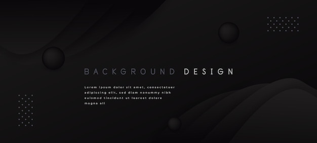 Abstract dark black liquid background banner design with geometric shape elements