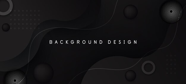 Abstract dark black liquid background banner design with geometric shape elements