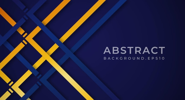 Vector abstract dark blue 3d background with gold lines paper cut style textured template design