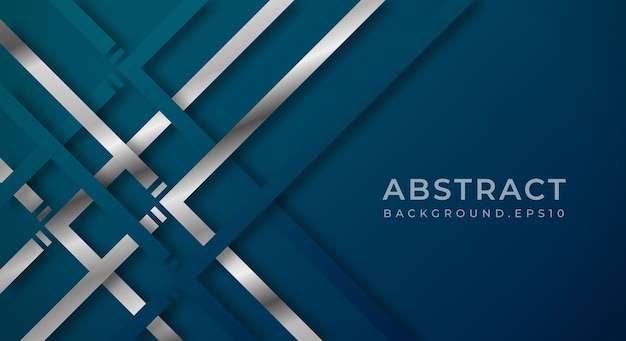 Abstract Dark Blue 3D Background with Silver and Blue Lines Paper Cut Style Textured for layout