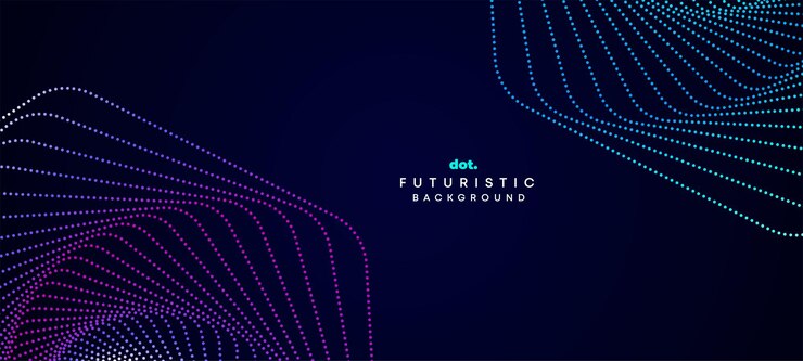 Vector abstract dark blue green gradient waving circles flowing dot digital technology banner background