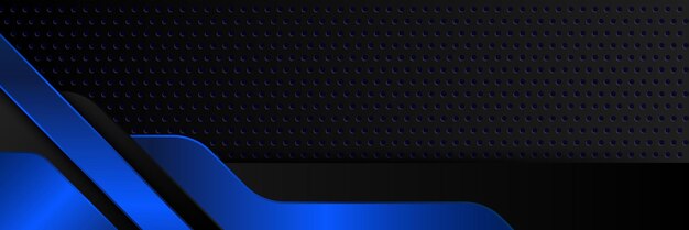 抽象的なダークブルーメタリックカーボンニュートラルオーバーラップライト六角形メッシュデザインモダンで豪華な未来技術の背景ゲーム技術ワイドバナーベクトルイラスト
