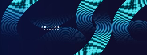 abstract Dark Blue waving glowing circles lines decoration particle technology vector background