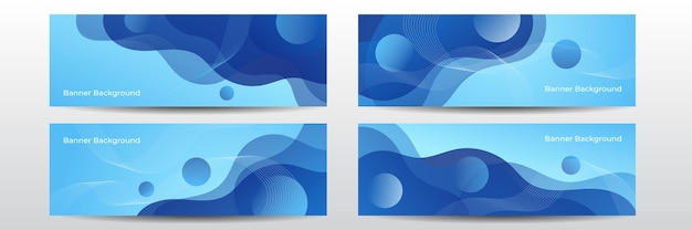 Abstract dark blue wide background illustration with wave element decoration