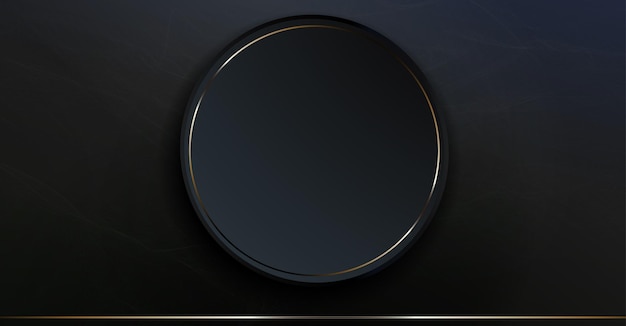 Abstract dark composition with gradient dim light haze marble effect round frame with shiny border