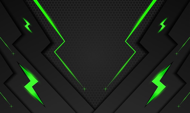 Abstract dark green Futuristic Gaming Background with hexagon pattern