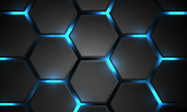 Abstract dark grey blue light technology future hexagon geometric design modern background vector