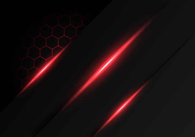 Abstract Dark Grey Metallic Overlap Red Light Hexagon Modern Luxury Futuristic Technology Background