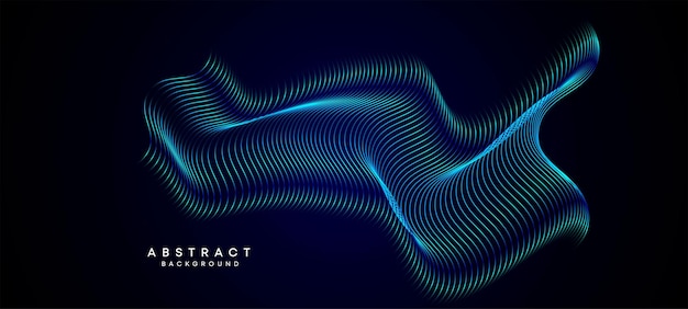 Abstract Dark Navy Blue Waving circles lines Technology Background Modern Holo gradient lines shape