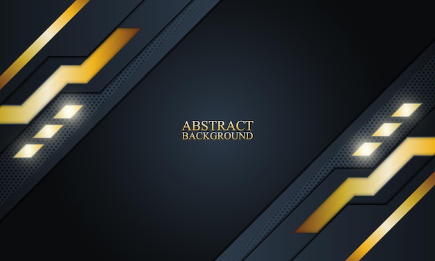 Abstract dark navy and golden technology background Vector illustration