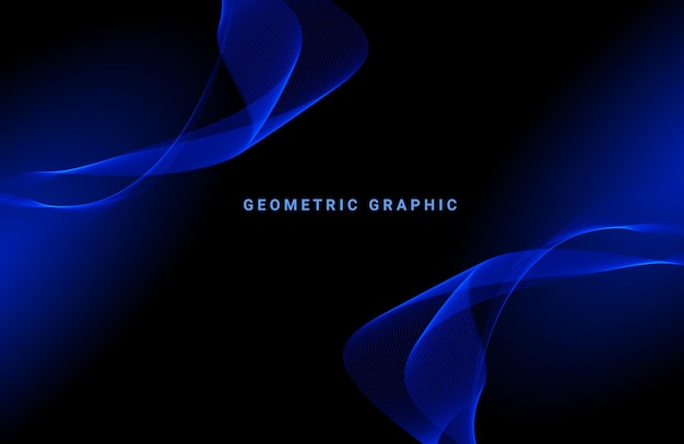 Abstract dark pattern background blue flowing wave design